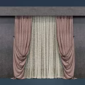 Elegant Pink Curtains With White Sheer Layer And Gray Wall Backdrop