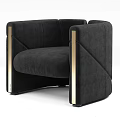 Elegant Modern Single Sofa With Dark Velvet Fabric And Gold Metal Arms
