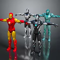 Multiple Superhero Action Figures With Various Colors And Outstretched Arms Pose