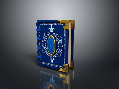Blue Hardcover Notebook With Golden Decorative Edges And Ornate Pattern 3d model