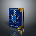 Blue Hardcover Notebook With Golden Decorative Edges And Ornate Pattern 3d model