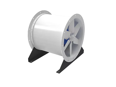 High Performance Axial Fan With White Casing Blades And Black Stand 3d model