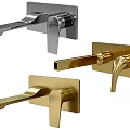 Modern Wall Mounted Faucets in Chrome and Gold with Sleek Handles and Various Designs