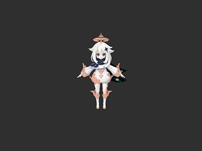 White Haired Game Character With Ornate Headdress And Decorative Outfit 3d model