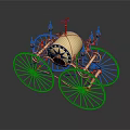 Vintage Horse Carriage Featuring Decorative Bird Ornament Red Lanterns And Wheels