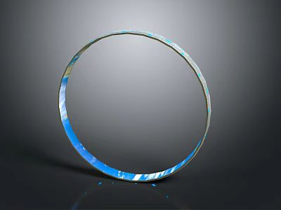 Elegant Circular Bracelet With Blue And White Shiny Patterns On Dark Background 3d model