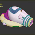 Futuristic Blue And White Device With Yellow Accents Circular Structure And Lens Like Component