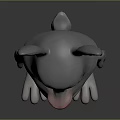 3D Animated Rabbit Character With Grey Body Red Ears And Red Nose Standing Pose