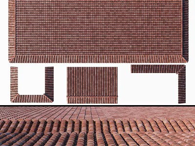 Different Types of Clay Roof Tiles with Various Shapes and Arrangements 3d model