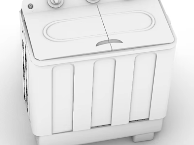 White Twin Tub Washing Machine with Compact Design and Dual Control Knobs 3d model