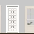 European-style Cream Style Flat Open Door European-style Solid Wood Single Open Door Glass Flat Open Single Open Door 3d model