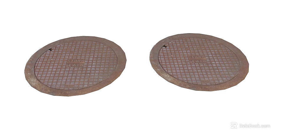 Sturdy Circular Metal Manhole Covers With Grid Pattern For Urban Public Facilities 3d model 