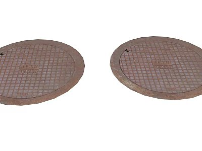 Sturdy Circular Metal Manhole Covers With Grid Pattern For Urban Public Facilities 3d model
