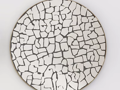 Stylish Circular Wall Decor With Cracked White Surface And Golden Frame 3d model