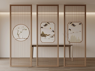 New Chinese-style screen partition 3d model