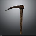 Old Rusty Scythe With Wooden Handle Vintage Agricultural Farm Equipment