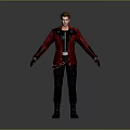 Male Character In Red And Black Coat With Black Pants Boots And Gloves