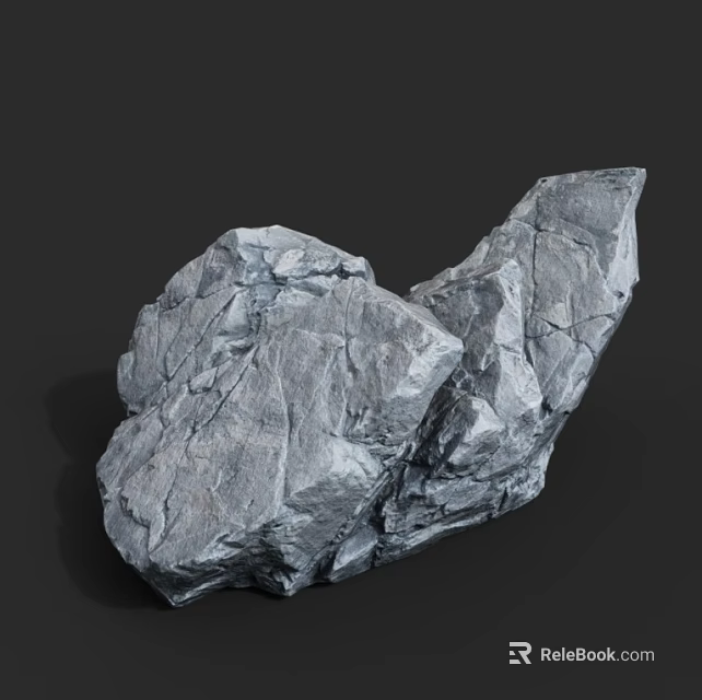 Natural Gray Rock Formation with Rough Surface Texture in Outdoor Scene 3d model 
