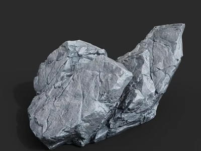 Natural Gray Rock Formation with Rough Surface Texture in Outdoor Scene 3d model