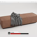 Modern Brown Sofa Bench With Tufted Surface And Black White Houndstooth Blanket