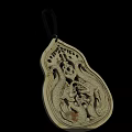 White Gourd Shaped Jewelry Pendant With Intricate Dragon Carvings On Green Cord