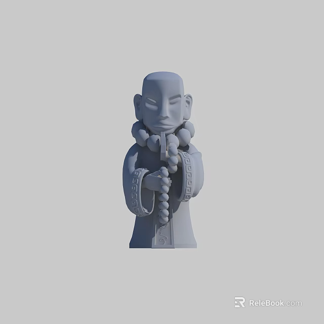 Human Figure Sculpture Carving With Beads And Traditional Attire Details 3d model 
