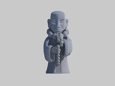 Human Figure Sculpture Carving With Beads And Traditional Attire Details 3d model