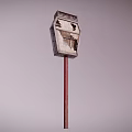 Old Weathered Broken OPEN Sign With Rusty Metal Frame And Red Pole