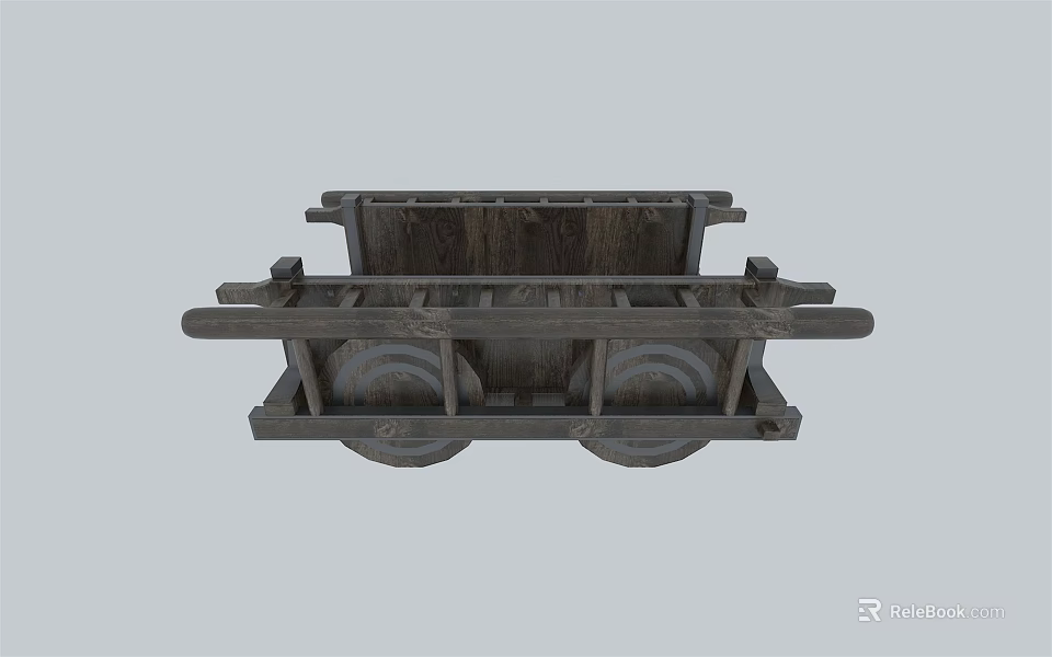 Ancient Wheeled Weapon With Metal Frame And Large Support Wheels Structure 3d model