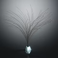 Elegant Decorative Ornament Set With Tall Thin Metal Strips Silver Base And Shiny Beads