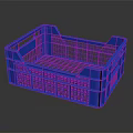 Blue Plastic Storage Basket With Grid Design And Side Handles For Home Use 3d model