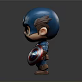 Cute Chibi Captain America Character In Blue Uniform With Red White Blue Star Shield