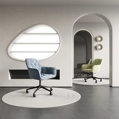 Modern Blue and Green Upholstered Office Chair With Wheels In Contemporary Interior 3d model