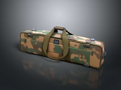 Camouflage Military Style Travel Suitcase With Durable Carry Handle And Canvas Material 3d model