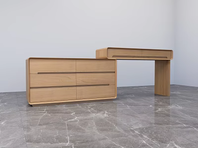 Modern Wooden Dresser With Multiple Drawers And Minimalist Design Structure 3d model