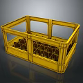 Durable Yellow Plastic Storage Crate With Divided Compartments For Home Organizing 3d model