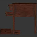 Stylish Red Wooden Desks With Functional Drawers And Small Storage Box