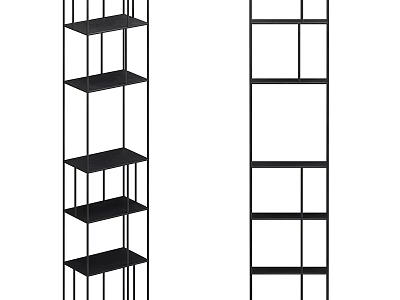 Modern Open Design Shelving Unit With Black Metal Frame And Multiple Storage Shelves 3d model