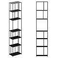 Modern Open Design Shelving Unit With Black Metal Frame And Multiple Storage Shelves