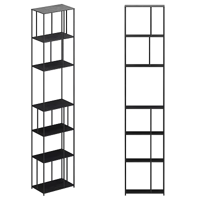 Modern Open Design Shelving Unit With Black Metal Frame And Multiple Storage Shelves 3d model