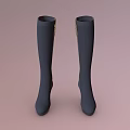 Dark Blue Tall Boots With Zipper Design And High Heel For Women Fashion