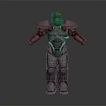 Mechanical Robot Character 3D Model With Metallic Gray Body And Orange Accents Standing Pose