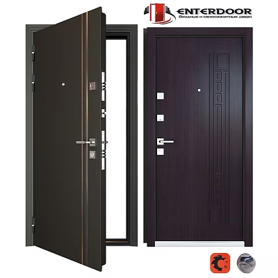 Modern Hinged Doors With Glass Panel And Vertical Pattern Design For Home Interior 3d model
