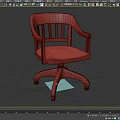 Classic Wooden Single Chair With Armrest Swivel Base And Wheels