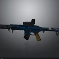 Blue Modern Tactical Assault Rifle With Scope And Yellow Grip Design Features 3d model