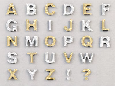 Inflatable Gold And Silver Alphabet Letters A To Z For Decorative Use 3d model