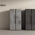 Poliform Modern Double Door Refrigerators in Silver and Black Sleek Design