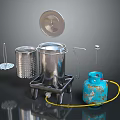 Practical Kitchen Supplies Featuring Stainless Steel Steamer Blue Gas Cylinder Metal Strainer And Stand