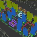 Modern High Rise Office Building Cluster With Green Trees And Aerial View