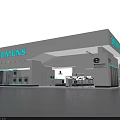 Siemens Modern Exhibition Booth With White Structure And Display Counter Area